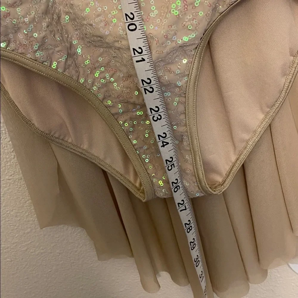 WEISSMAN Dance Costume beige sequin Love Is Just A Word 13442 SA-Small adult